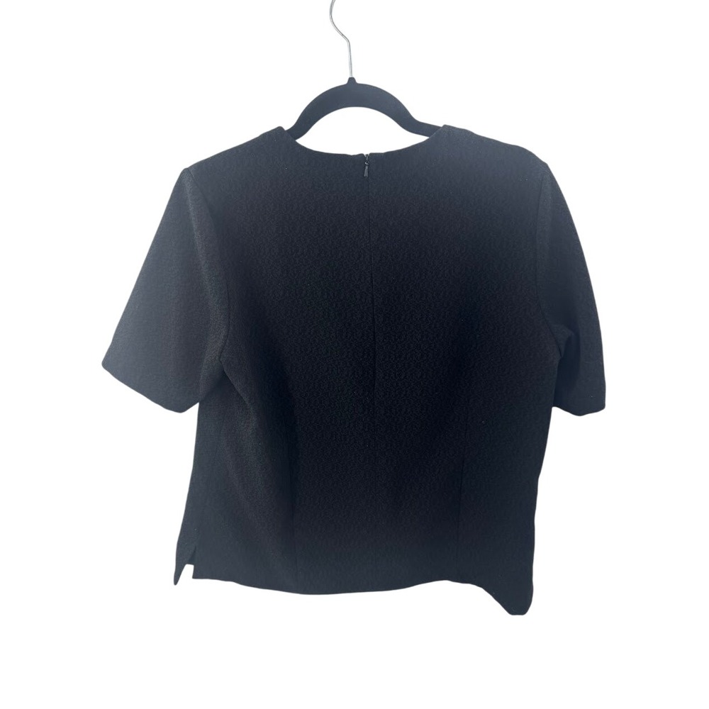Chanel Employee Blouse Size M Black Crew Neck Short Sleeve Top - Picture 5 of 8